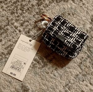 Black and White Tweed Keychain Pouch